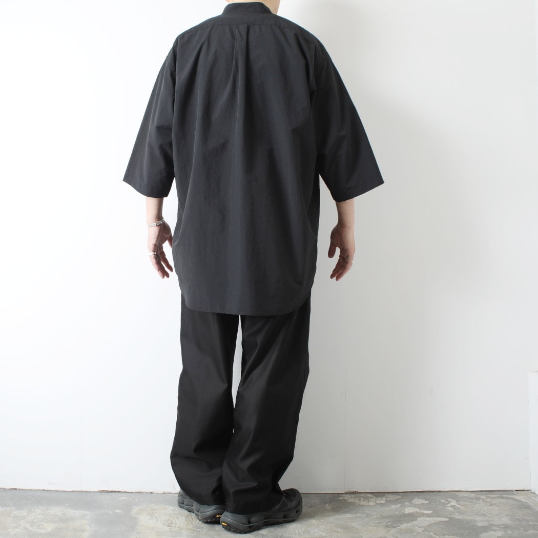 BURLAP OUTFITTER バーラップアウトフィッター 3/4 B.C. SHIRT BLACK 3/4 サプレックスナイロン 七分袖 バンドカラー ビッグ シャツ ブラック