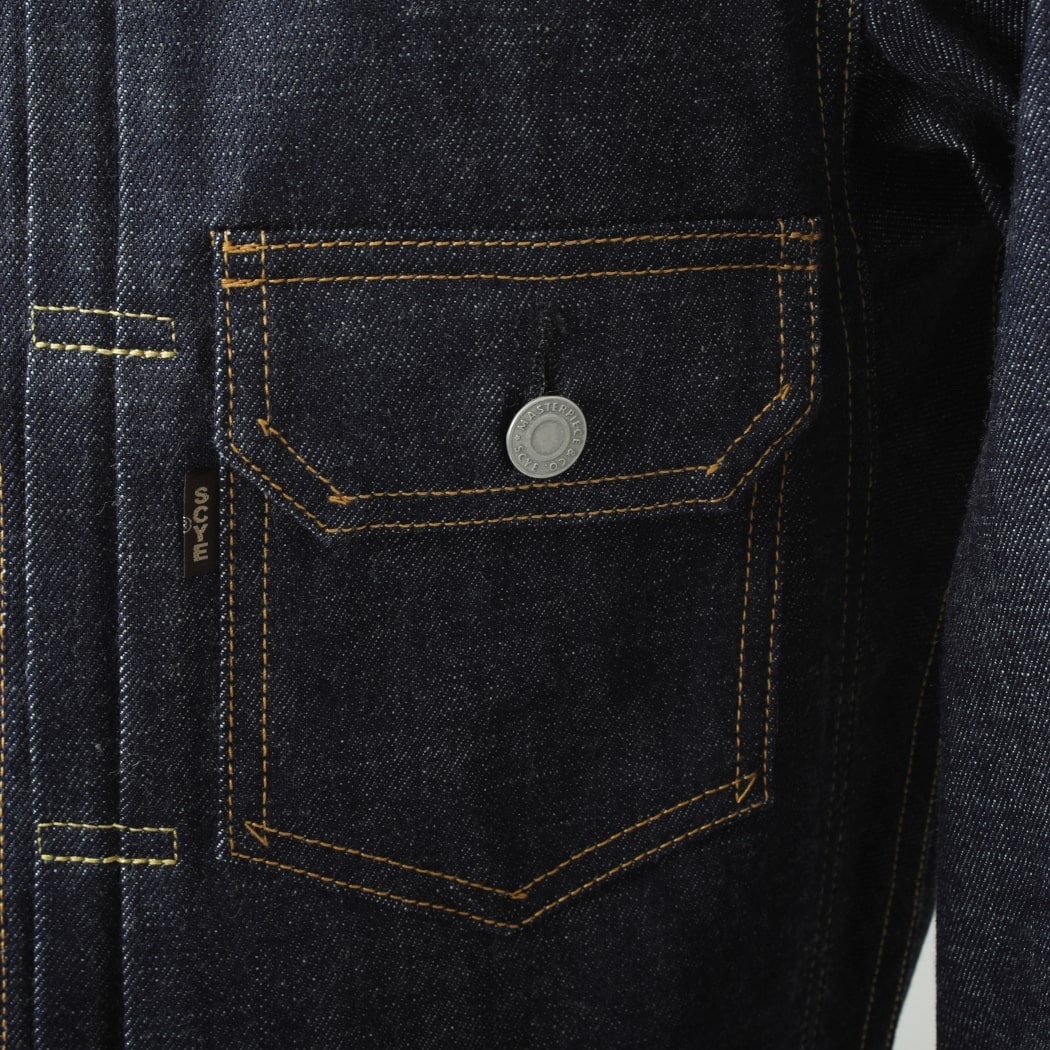 Scye /SCYE BASICS サイベーシックス Selvedge Denim Pivot Sleeve Trucker Jacket ピボットスリーブ デニムジャケット ジージャン 2ndタイプ インディゴ