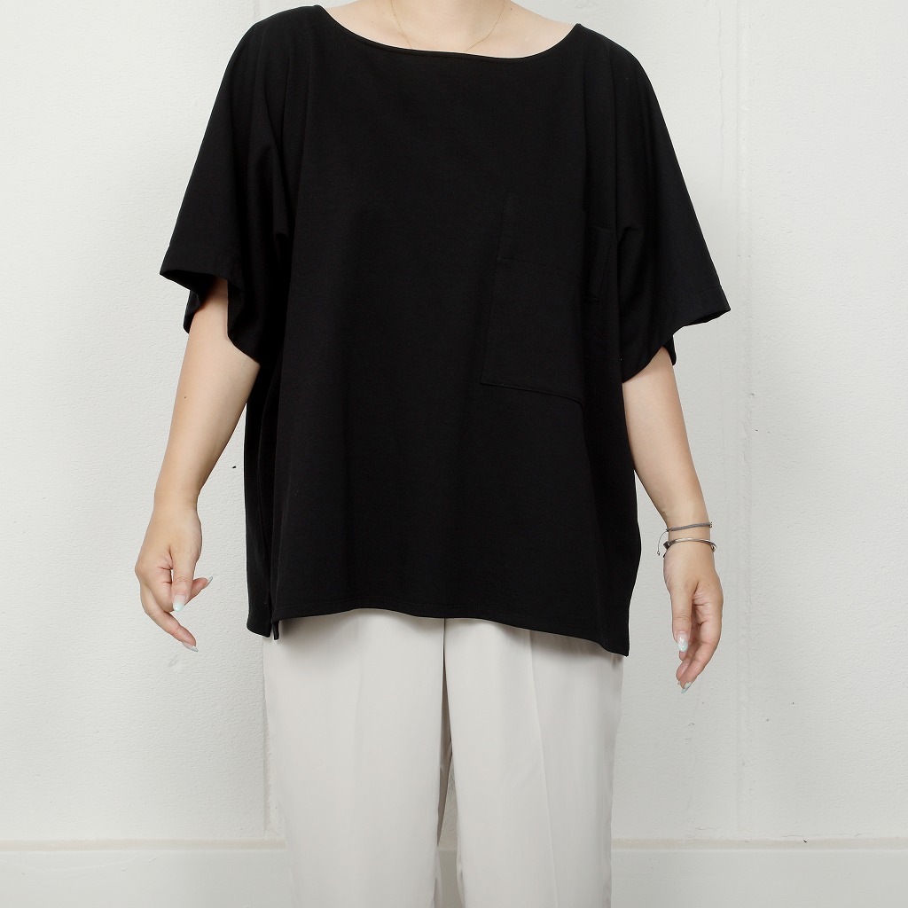 ATHA アタ ボートネック シャツ カットソー ブラック OVERSIZED SOLID BRETON SHIRT BLACK