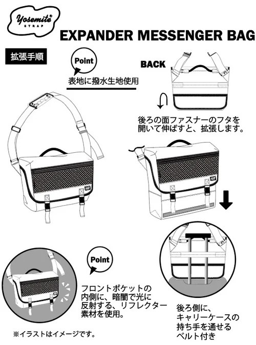 YOSEMITE STRAP ヨセミテストラップ EXPANDER MESSENGER BAG エキスパンダ－ ユーティリティ メッセンジャーバック カーキ