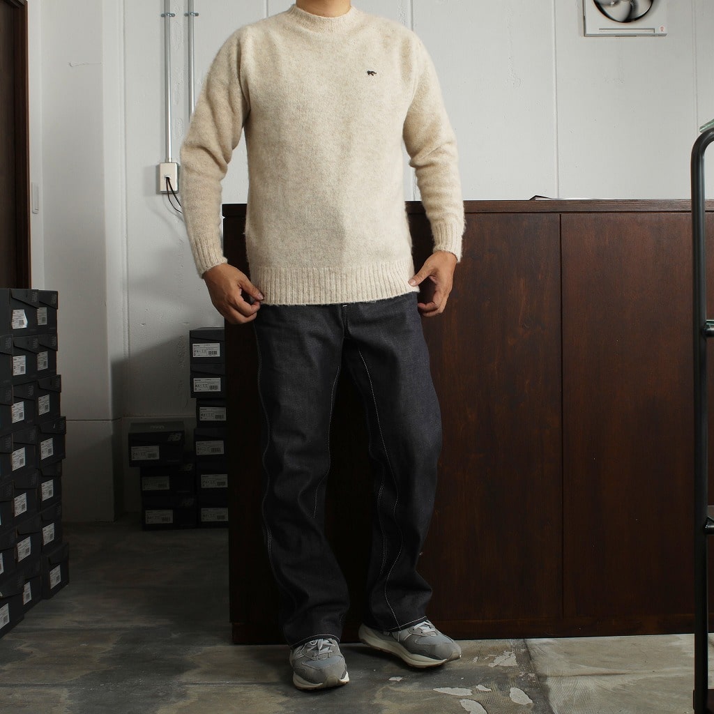 SCYE BASICS サイ シェットランドウール ブラッシュド クルーネックニット オートミール Shetland Wool Brushed Sweate