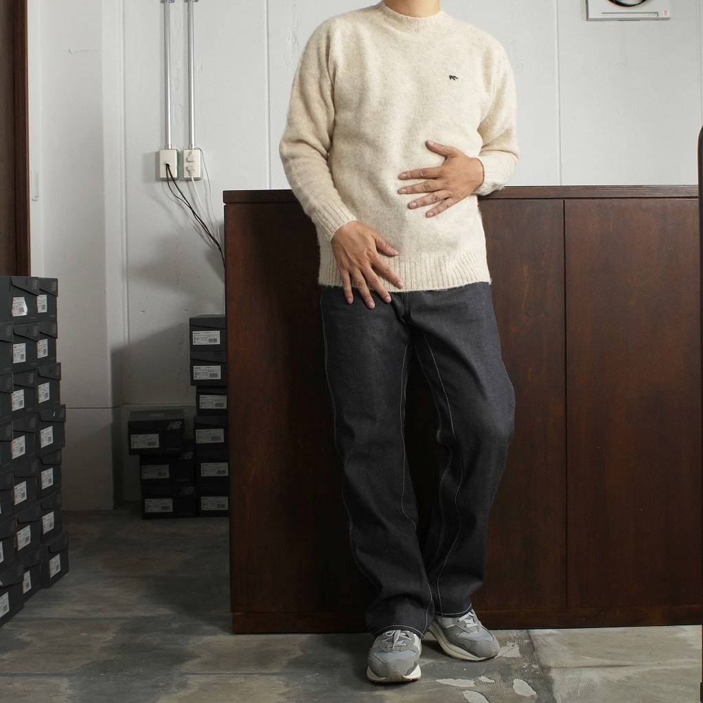 SCYE BASICS サイ シェットランドウール ブラッシュド クルーネックニット オートミール Shetland Wool Brushed Sweate