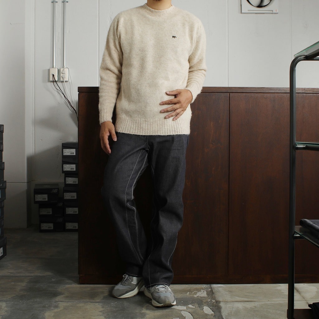 SCYE BASICS サイ シェットランドウール ブラッシュド クルーネックニット オートミール Shetland Wool Brushed Sweate