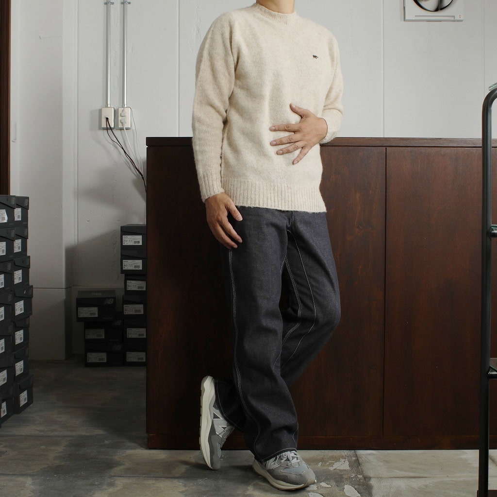 SCYE BASICS サイ シェットランドウール ブラッシュド クルーネックニット オートミール Shetland Wool Brushed Sweate