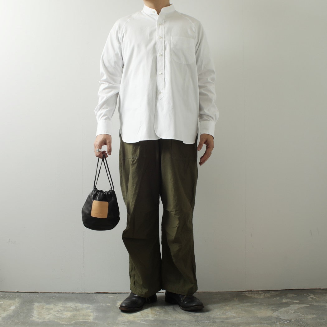 SCYE BASICS サイ ベーシックス シャツ フィンクスコットン ラグランスリーブ バンドカラー Finx Cotton Grandad Coller Shirt ホワイト