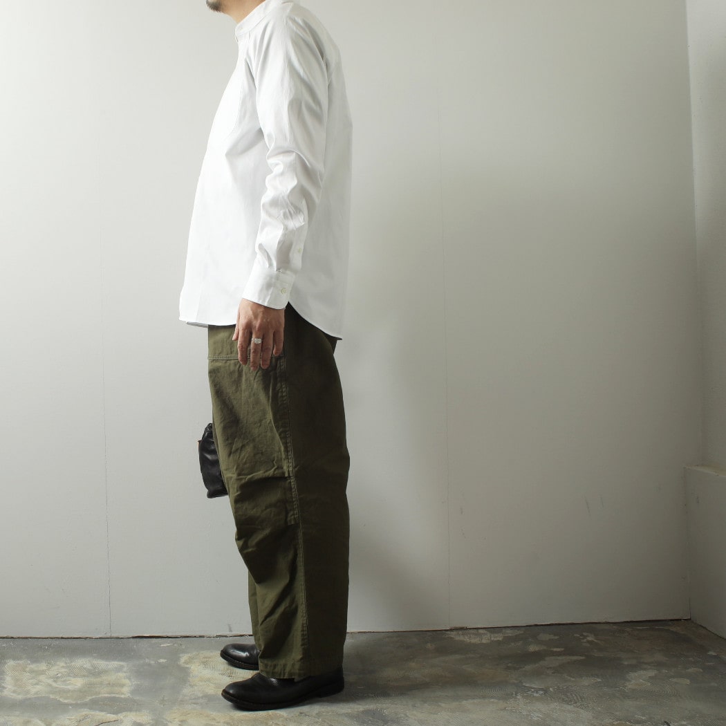SCYE BASICS サイ ベーシックス シャツ フィンクスコットン ラグランスリーブ バンドカラー Finx Cotton Grandad Coller Shirt ホワイト