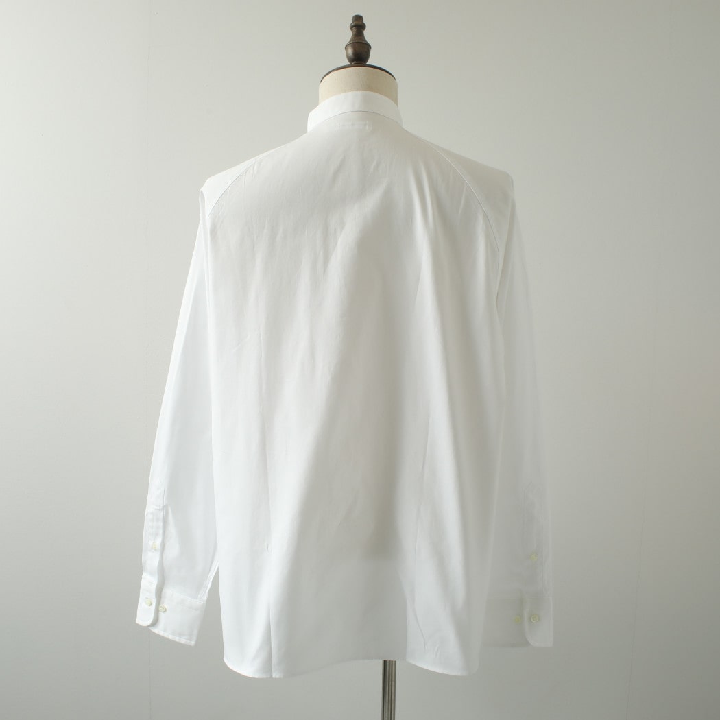 SCYE BASICS サイ ベーシックス シャツ フィンクスコットン ラグランスリーブ バンドカラー Finx Cotton Grandad Coller Shirt ホワイト