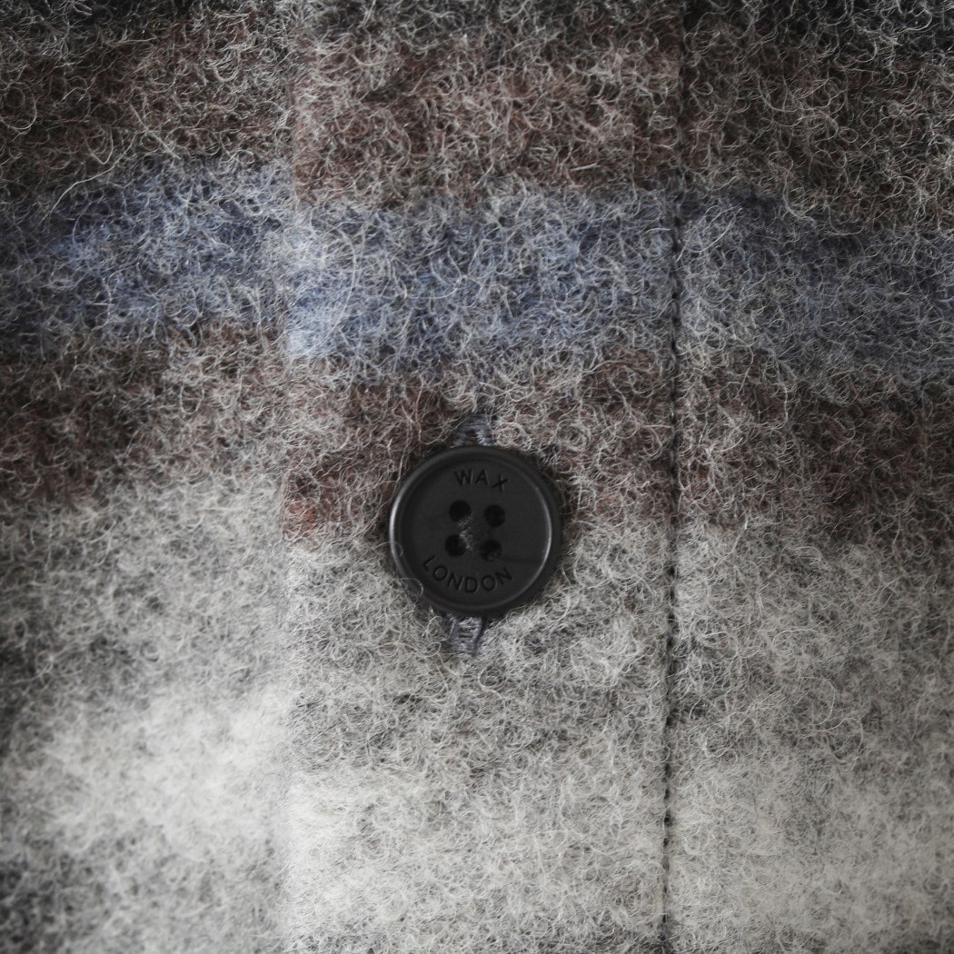 WAX LONDON ワックスロンドン ウール チェック オーバーシャツ NOLAN WOOL CHECK SHIRT グレーブルー