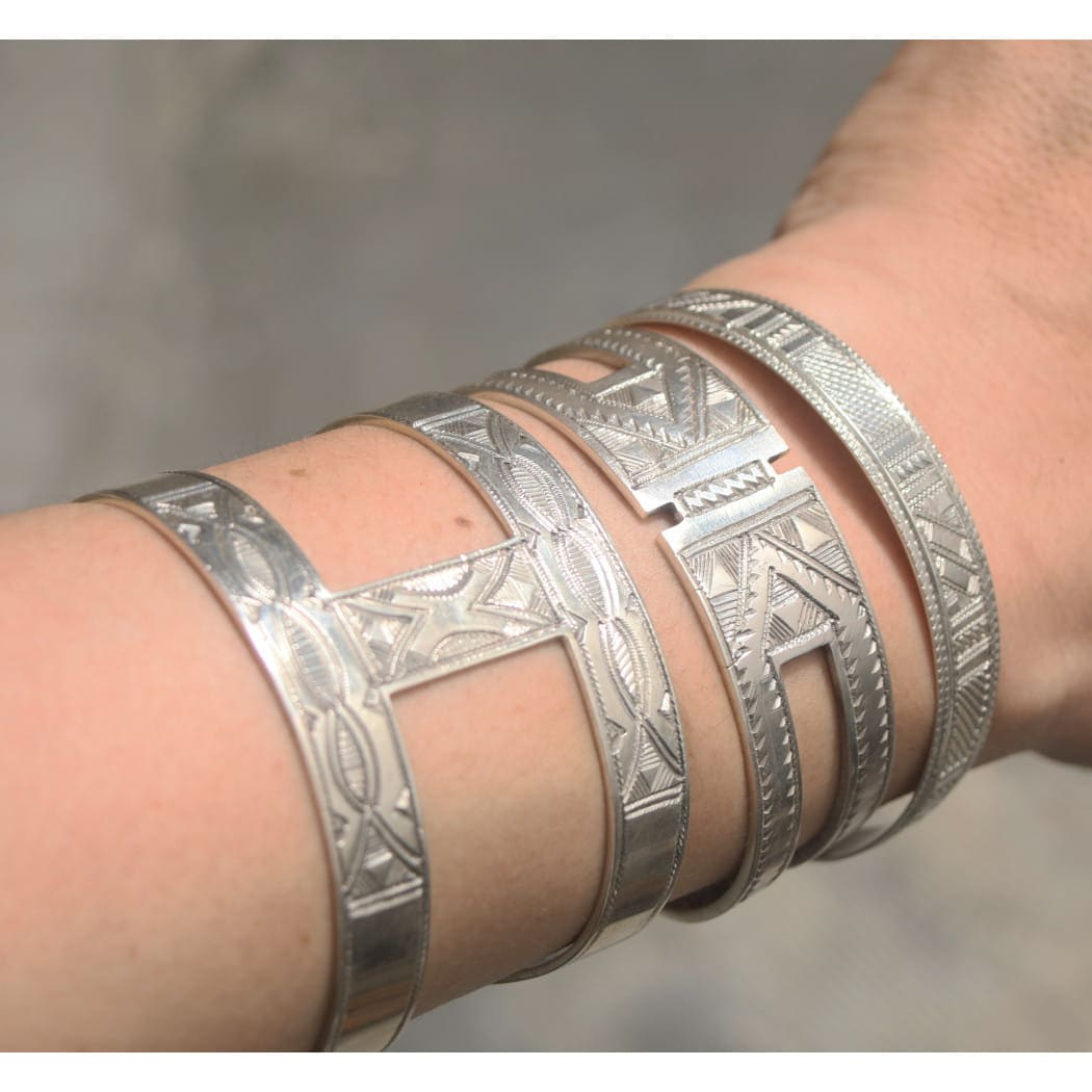 TOUAREG SILVER JEWELRY トゥアレグ シルバー ジュエリー シルバーバング H型セミワイド シルバー