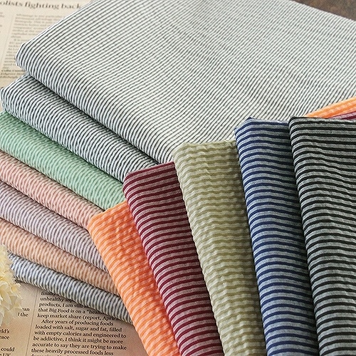 生地　先染サッカーストライプ14ピンク　長さ約300cm 幅115cm 50cm単位1.5mまでメール便対応 コットン サッカー