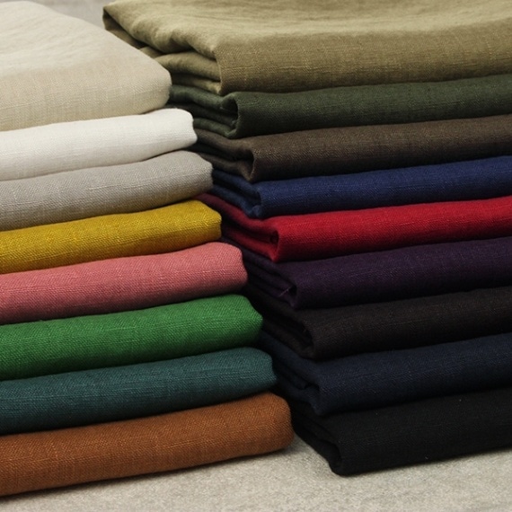 【反物販売】洗いをかけた 25/1番手 麻100% ビンテージウォッシュ加工 【リネン 生地 無地】