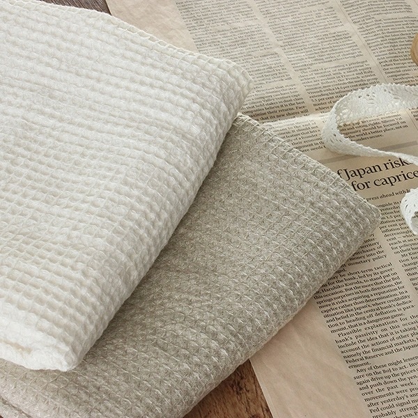 【生地サンプル】洗いをかけた 40/1番手 ベルギーリネンワッフル 柔軟加工