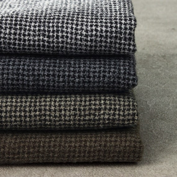 【反物販売】洗いをかけた 千鳥ウールガーゼ 【毛 生地 チェック ストール】