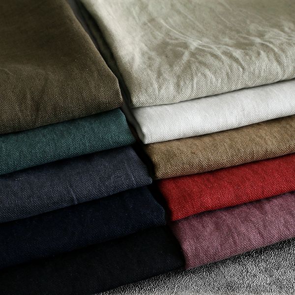 【反物販売】ワイド幅 洗いをかけた フレンチリネンツイル bw加工 25番手 【麻 生地 無地】