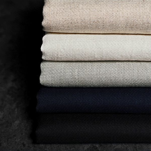 【生地サンプル】ワイド幅 洗いをかけた リネンアムンゼン 60番手 【梨地織 麻 生地 無地】