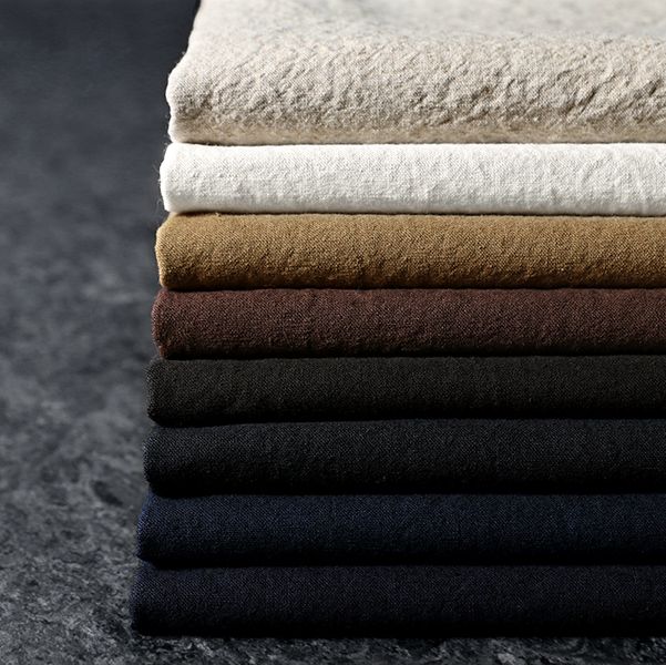 【反物販売】ワイド幅 洗いをかけた 高密度 綿麻ヘビーウェザー 直接染め 【コットン リネン 綿麻 生地 無地】