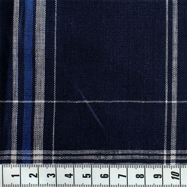 【1.35ｍカットクロス】ワイド幅 先染め ソフトリネンチェック （ネイビー）