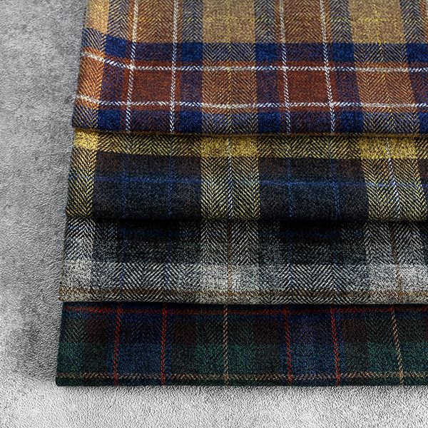 【反物販売】先染め コットンツイードチェック スコティッシュ 【綿 生地 タータン】