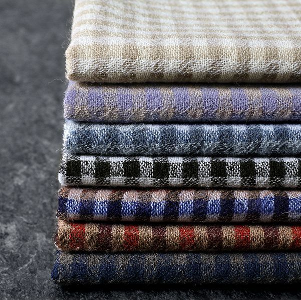 【生地サンプル】洗いをかけた ウールガーゼ ギンガムチェック 2/48番手 【毛 生地 ストール】