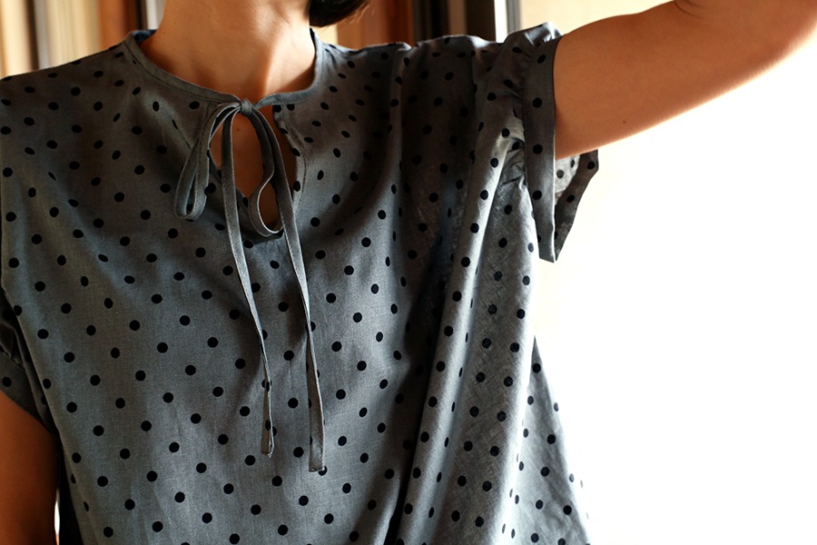 【反物販売】綿麻ライトキャンバス水玉 【コットン リネン 生地 水玉 ドット】