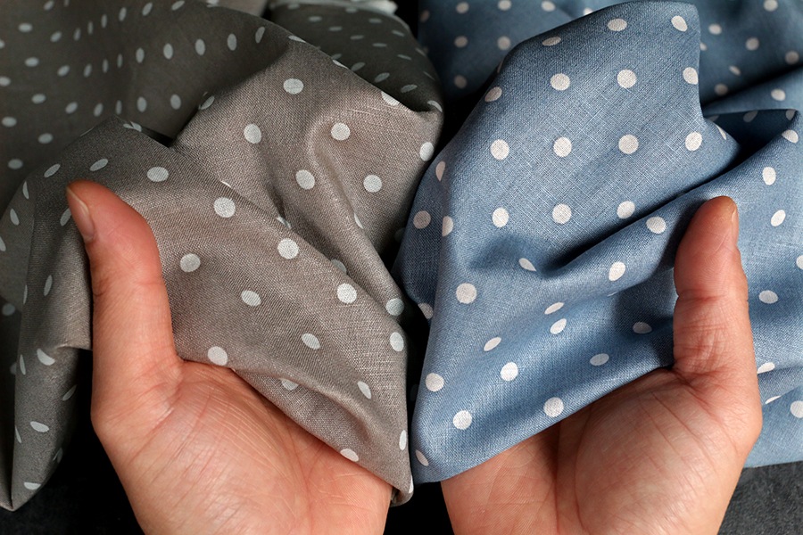 【反物販売】綿麻ライトキャンバス水玉 【コットン リネン 生地 水玉 ドット】