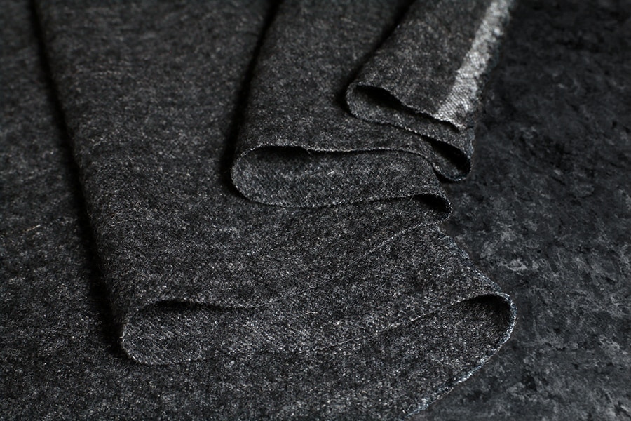 【反物販売】洗いをかけた シェットランドウールリネン ツイル 異番手【麻 毛 生地 無地 綾織】