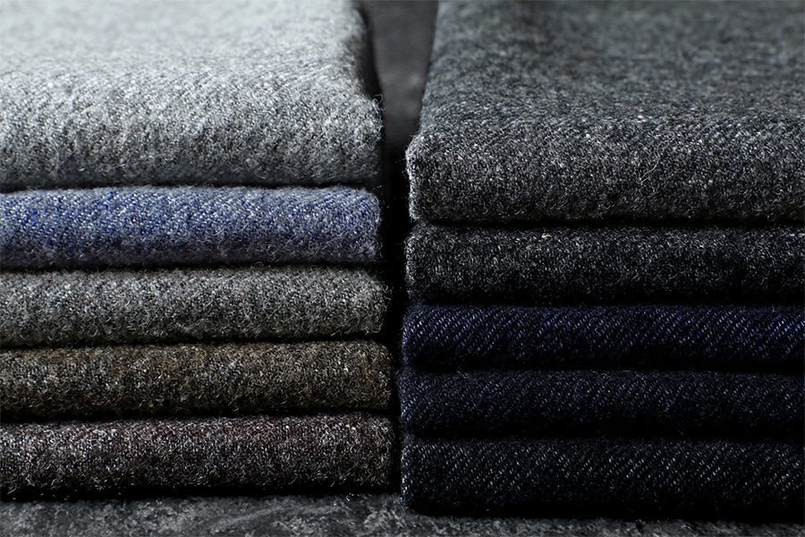 【反物販売】洗いをかけた シェットランドウールリネン ツイル 異番手【麻 毛 生地 無地 綾織】