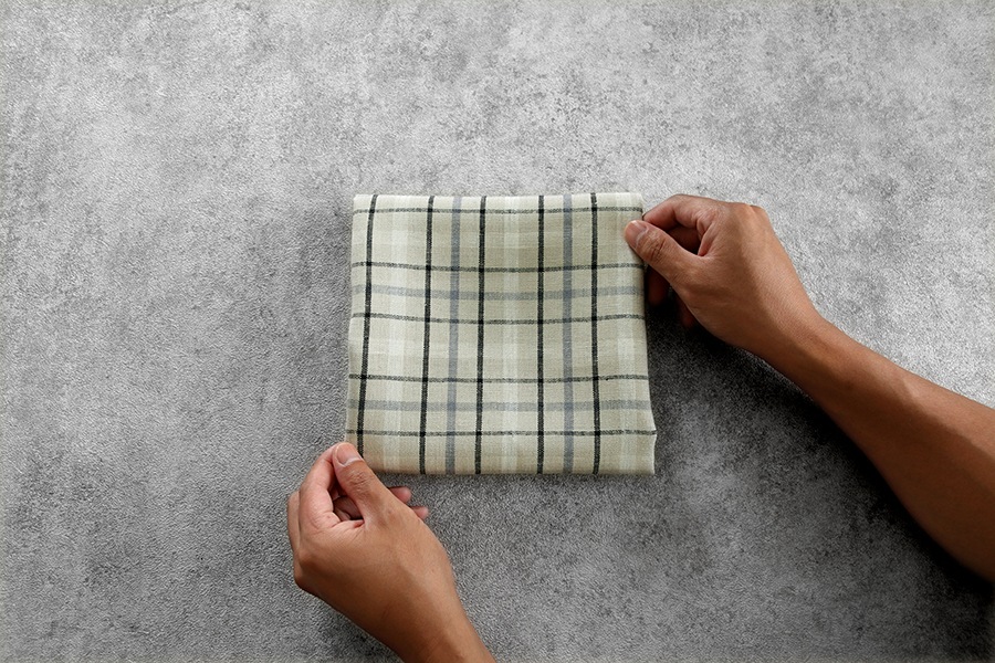 【反物販売】先染めリネン タータンチェック 25番手 【麻 生地】