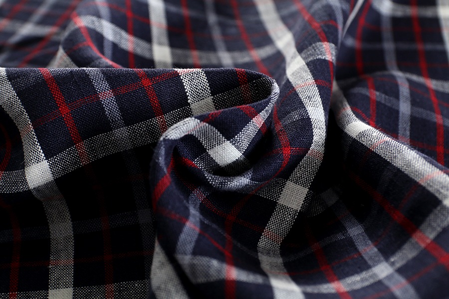 【反物販売】先染めリネン タータンチェック 25番手 【麻 生地】