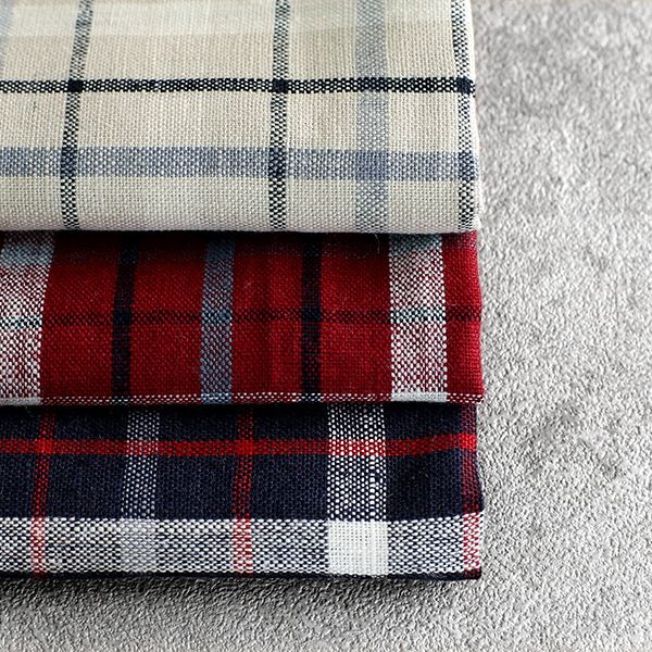 【反物販売】先染めリネン タータンチェック 25番手 【麻 生地】