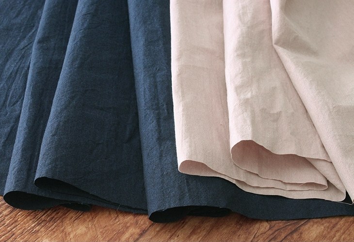 洗いをかけた 先染め 綿和紙シャンブレー nw加工 【コットン 生地 無地】