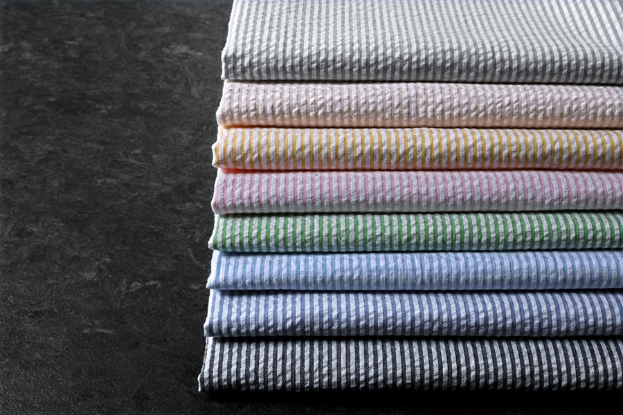 先染め コットンサッカーストライプ 40番手【綿 生地】