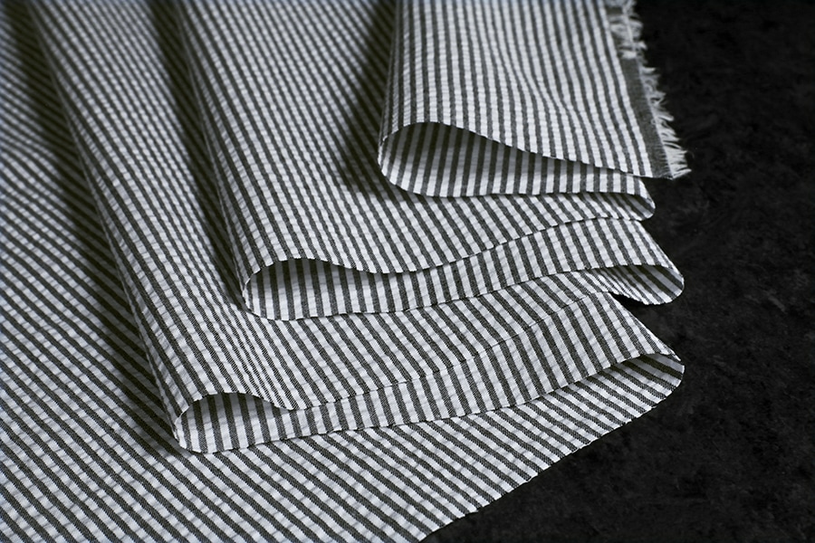 先染め コットンサッカーストライプ 40番手【綿 生地】