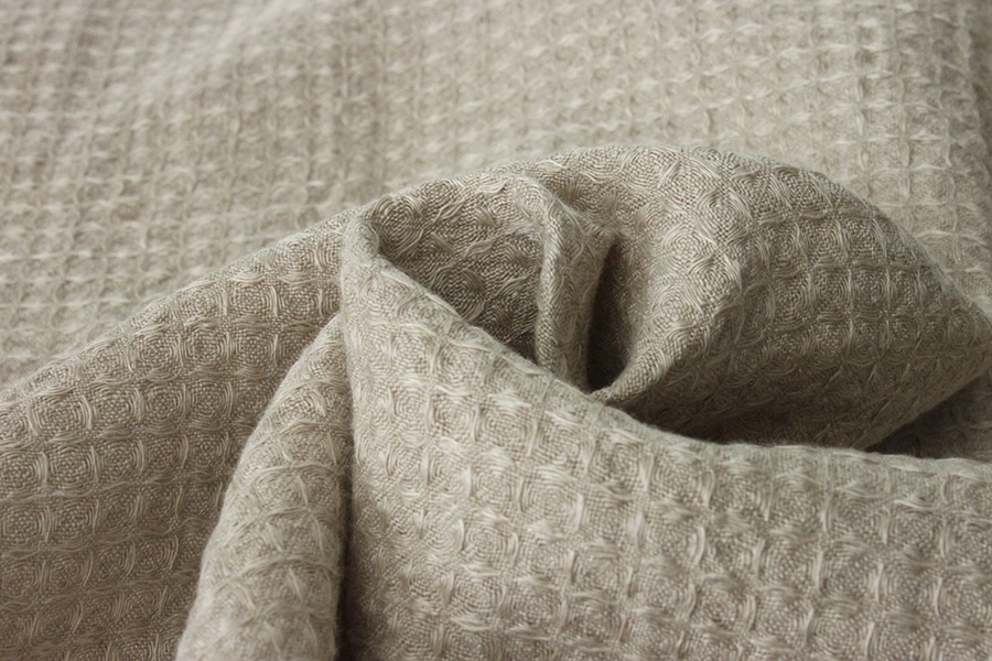 【反物販売】洗いをかけた 40/1番手 ベルギーリネンワッフル 柔軟加工 【麻 生地 無地 タオル キッチンクロス】