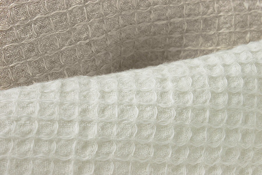 【反物販売】洗いをかけた 40/1番手 ベルギーリネンワッフル 柔軟加工 【麻 生地 無地 タオル キッチンクロス】