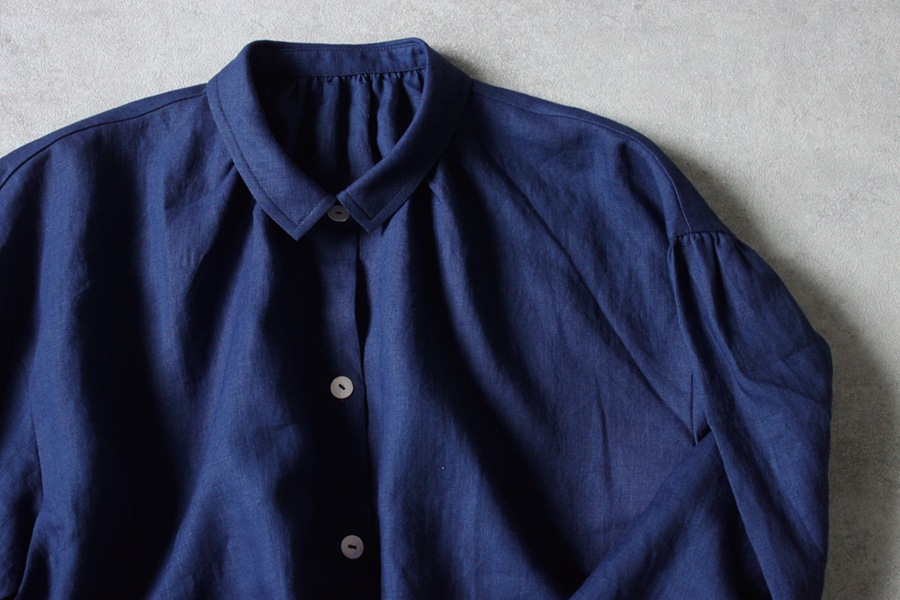 【反物販売】岡山県児島染 洗いをかけた 40/1番手 ベルギーリネン インディゴダイド 【麻 生地 無地 藍染】