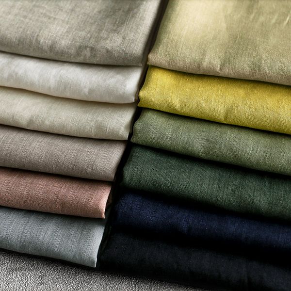 【反物販売】洗いをかけた リネンライトキャンバス 55番手 【麻 生地 無地】