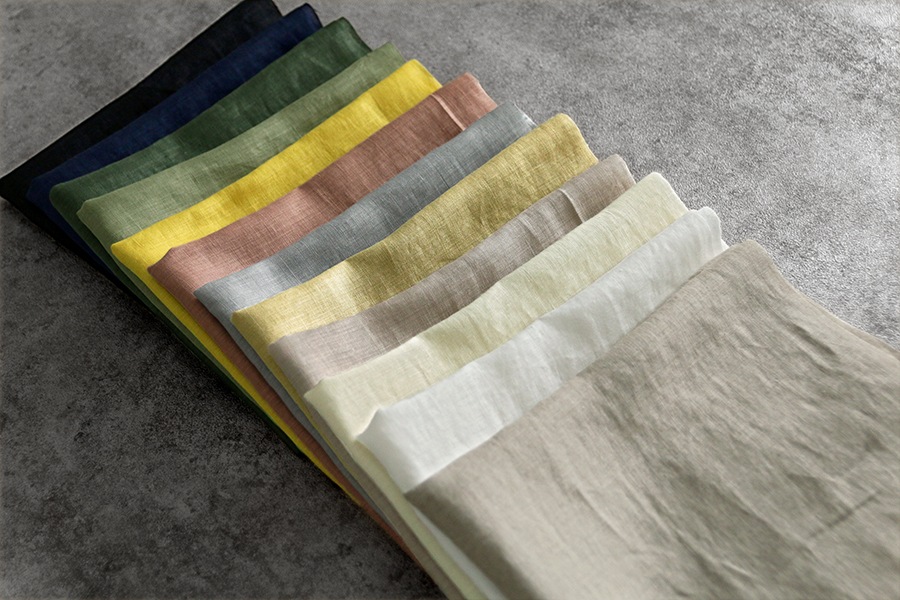 【反物販売】洗いをかけた リネンライトキャンバス 55番手 【麻 生地 無地】