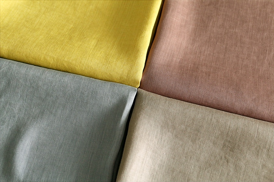 【反物販売】洗いをかけた リネンライトキャンバス 55番手 【麻 生地 無地】