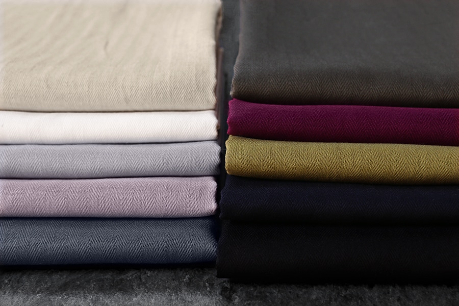 【生地サンプル】洗いをかけた 綿麻ライトヘリンボン 【コットン リネン 生地 無地】