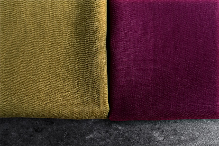 【反物販売】洗いをかけた 綿麻ライトヘリンボン 【コットン リネン 生地 無地】