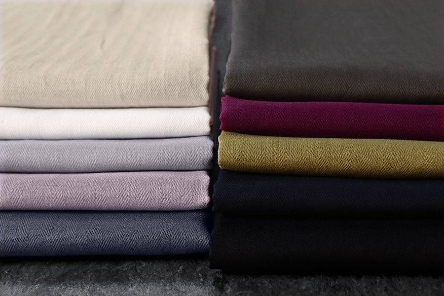 【反物販売】洗いをかけた 綿麻ライトヘリンボン 【コットン リネン 生地 無地】