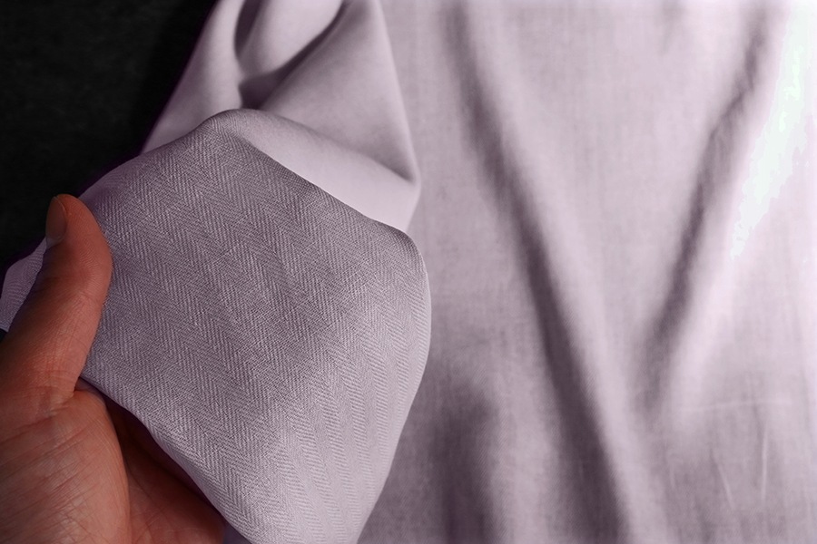 【反物販売】洗いをかけた 綿麻ライトヘリンボン 【コットン リネン 生地 無地】