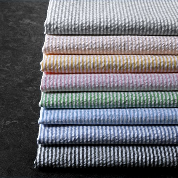 【反物販売】先染め コットンサッカーストライプ 40番手【綿 生地】