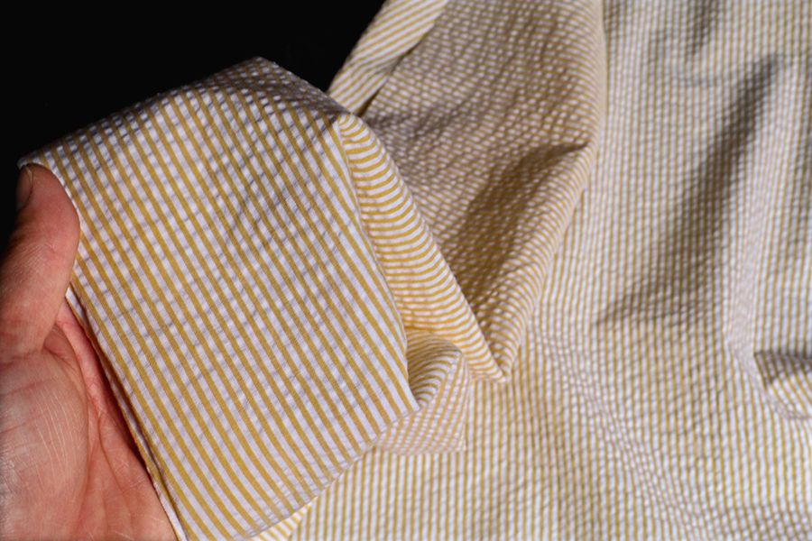 【反物販売】先染め コットンサッカーストライプ 40番手【綿 生地】