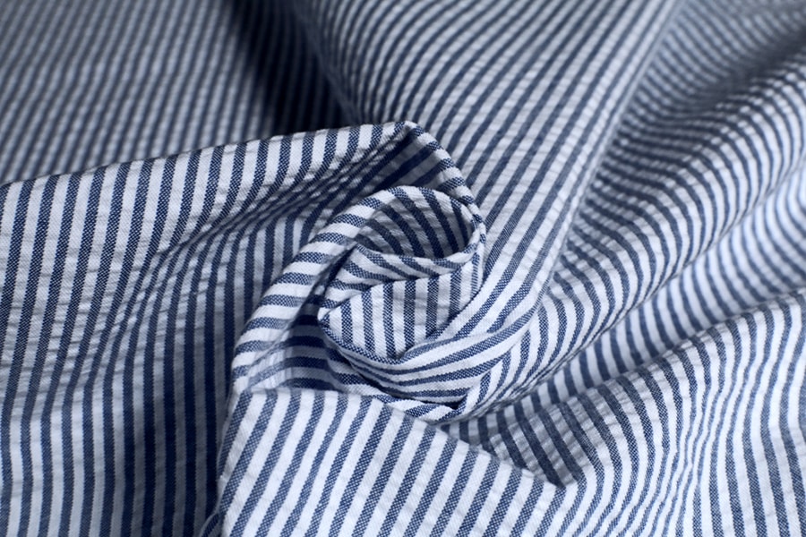 反物販売】先染め コットンサッカーストライプ 40番手【綿 生地