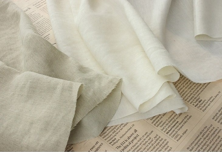 洗いをかけた リネンウール ギャバジン起毛 【麻 毛 生地 無地】