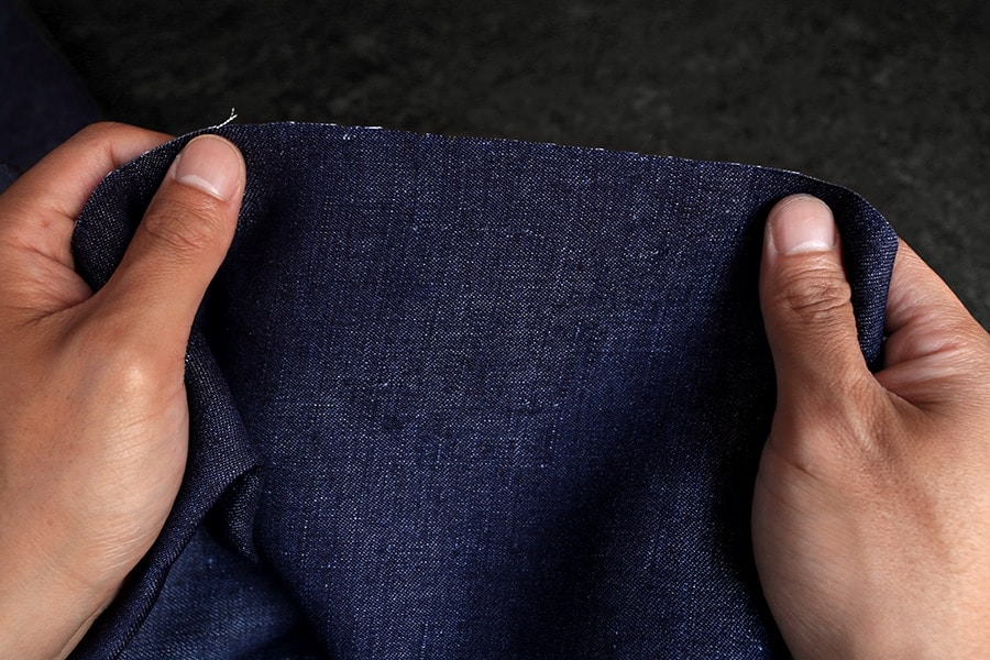 【反物販売】岡山の児島 10オンス リネンデニム【リネン 麻 生地 無地】