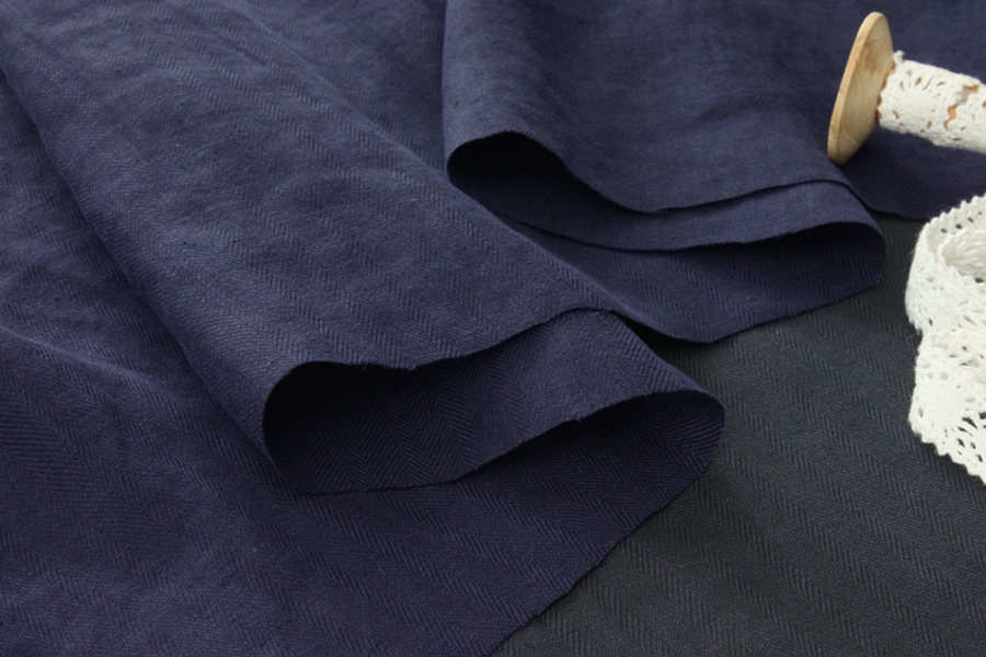 洗いをかけた 40/1番手 フレンチリネン ヘリンボン nw加工 【麻 生地 無地】