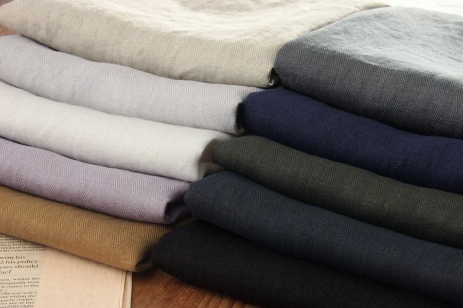 洗いをかけた 40/1番手 フレンチリネン ヘリンボン nw加工 【麻 生地